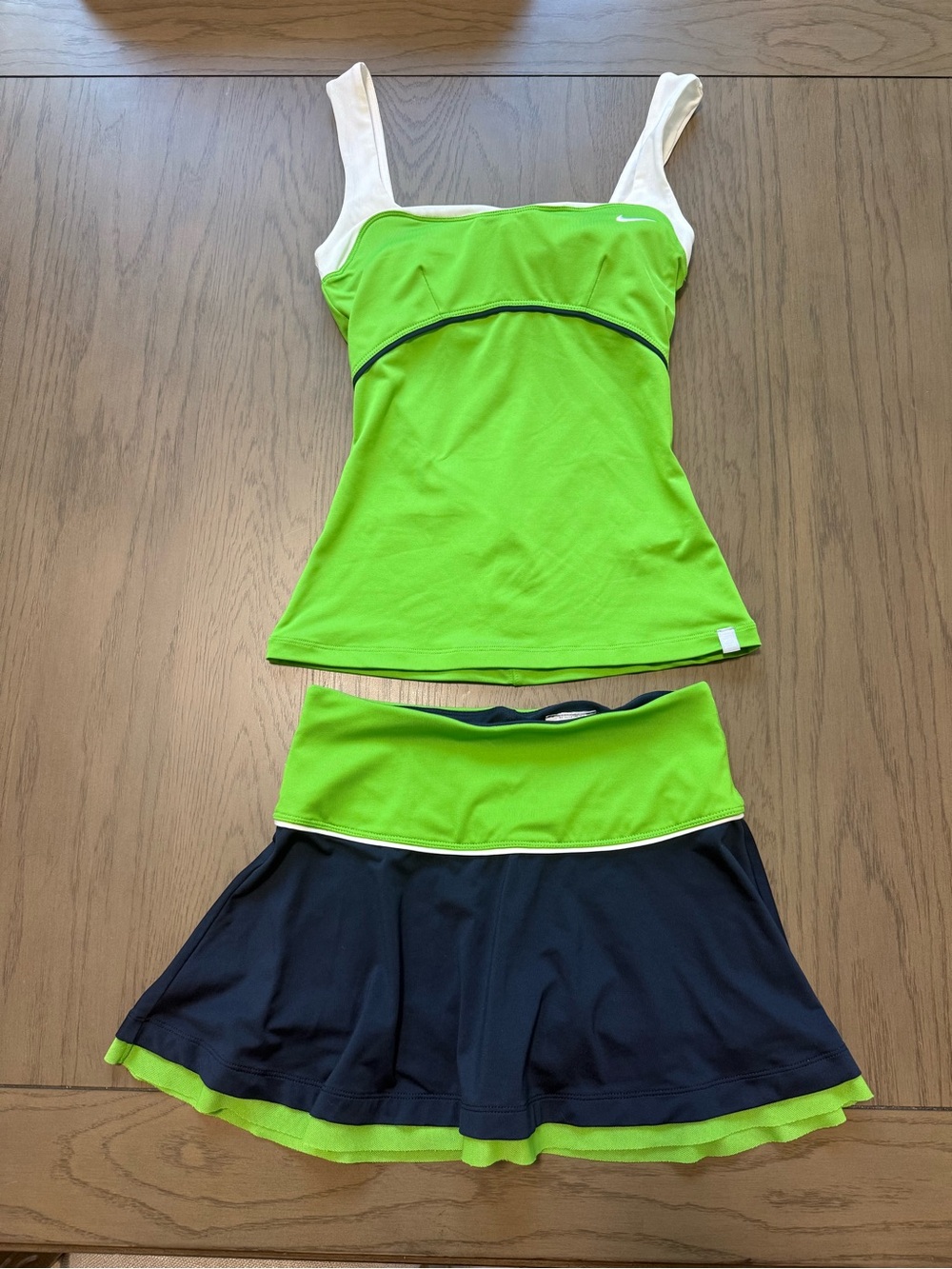 Nike Green, Navy & White Tennis Tank Top and Skirt Set, Sz XS